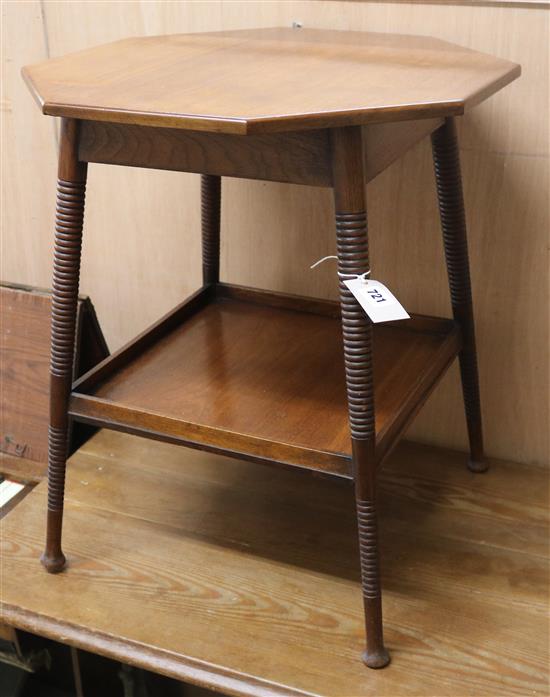 A Liberty & Co hexagonal two tier occasional table W.49cm